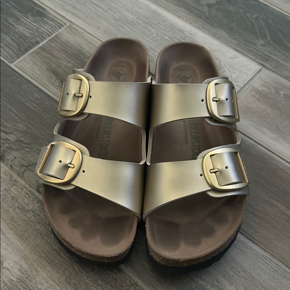 Birkenstock Metallic Gold Buckle Sandals